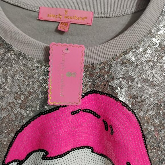 Simply Southern Sequin Silver Santa Shift Dress S/M NWT - Picture 2 of 8